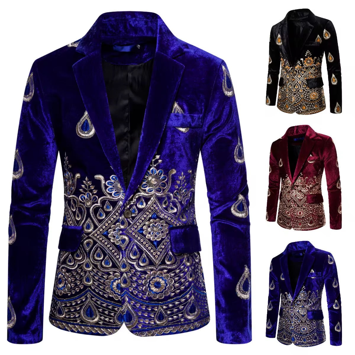 Luxury Velvet Floral Embroidery Suits