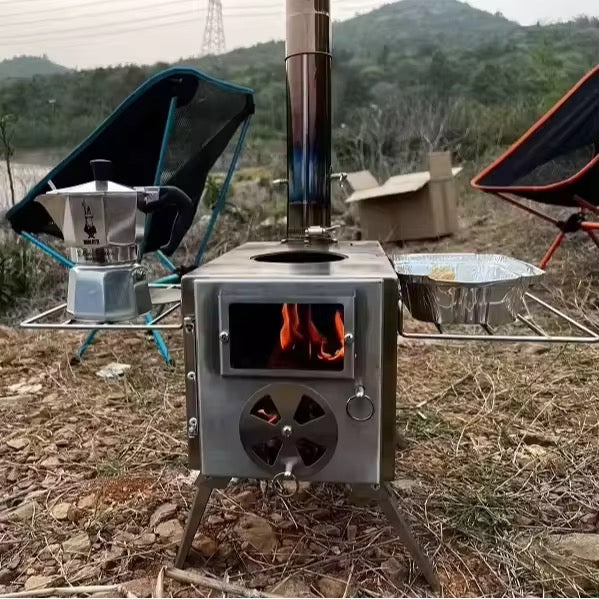 Smokeless charcoal portable Heating camping wood sauna stove fishing coal burning stove with long pipe