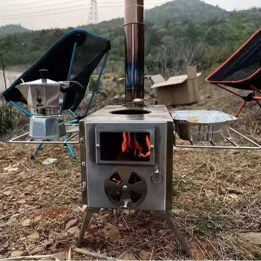 Smokeless charcoal portable Heating camping wood sauna stove fishing coal burning stove with long pipe