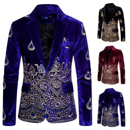 Luxury Velvet Floral Embroidery Suits