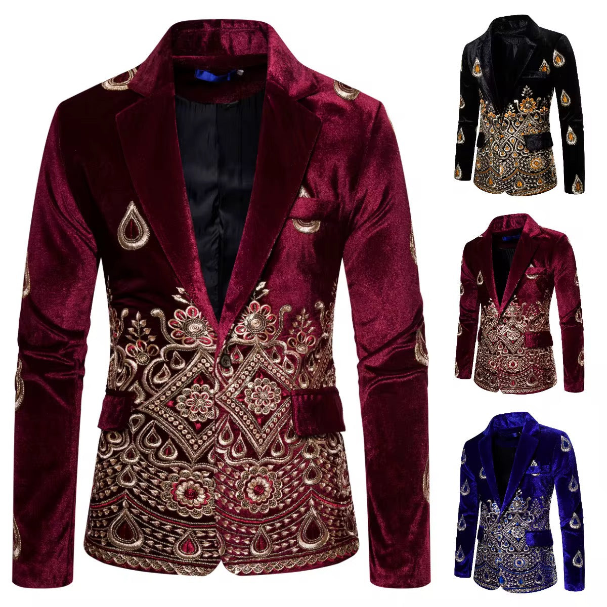 Luxury Velvet Floral Embroidery Suits